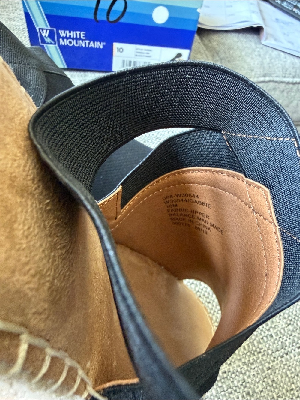 NEW in box White Mountain Gabbie Black Espadrille Wedge Sandal Size 10 - Picture 6 of 8
